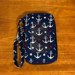 navy blue anchor wallet wristlet